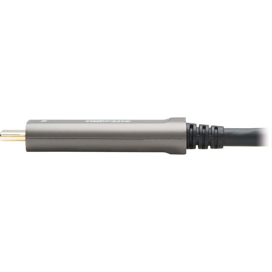 Tripp Lite USB-C AOC Cable (M/M) - USB 3.2 Gen 2 (10 Gbps) Plenum-Rated Fiber Active Optical Cable - Data Only, Backward Compatible, Black, 15 m