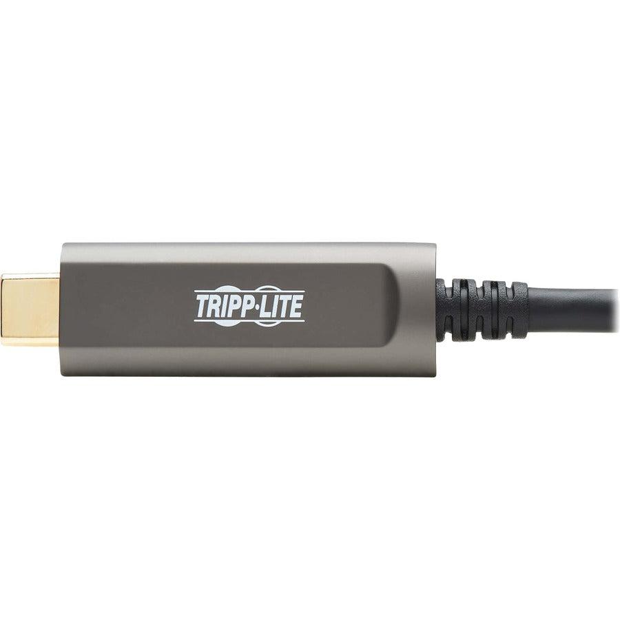 Tripp Lite USB-C AOC Cable (M/M) - USB 3.2 Gen 2 (10 Gbps) Plenum-Rated Fiber Active Optical Cable - Data Only, Black, 20 m