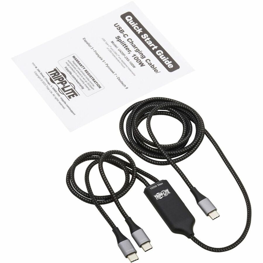 Tripp Lite USB-C Charging Cable/Splitter (M/2xM) - 100W PD Charging, 6 ft. (1.8 m) - 6 ft