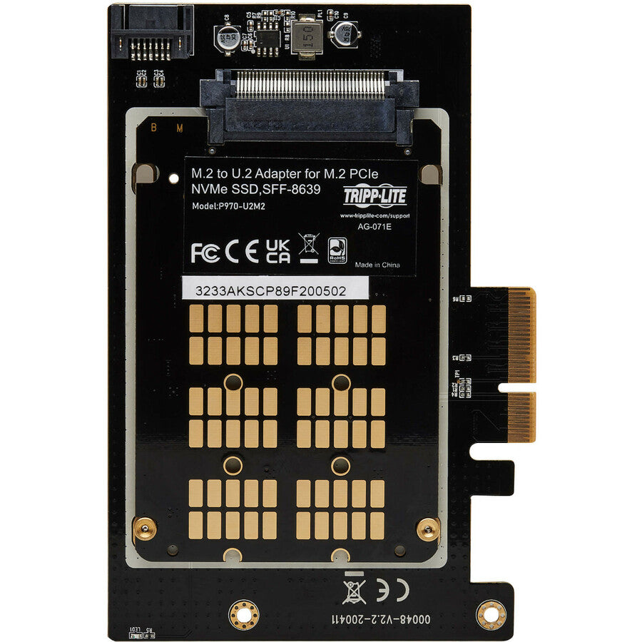 Tripp Lite U.2 to PCIe Adapter for 2.5" NVMe U.2 SSD, SFF-8639, PCI Express (x4) Card