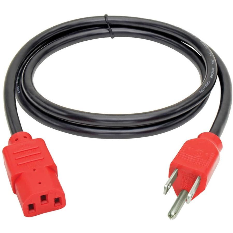 Tripp Lite Universal Computer Power Cord Lead Cable, 10A, 18Awg (Nema 5-15P To Iec-320-C13 With Red Plugs), 1.22 M (4-Ft.)