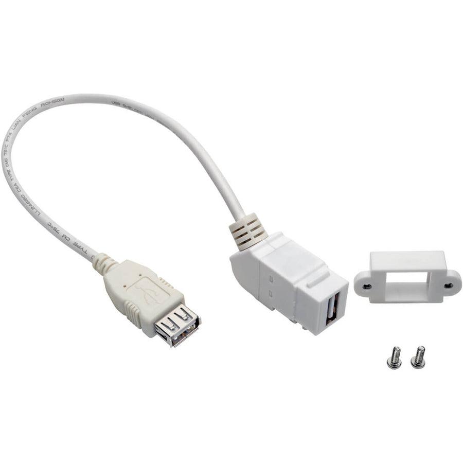 Tripp Lite Usb 2.0 All-In-One Keystone/Panel Mount Coupler Cable (F/F), Angled Connector, White, 0.31 M