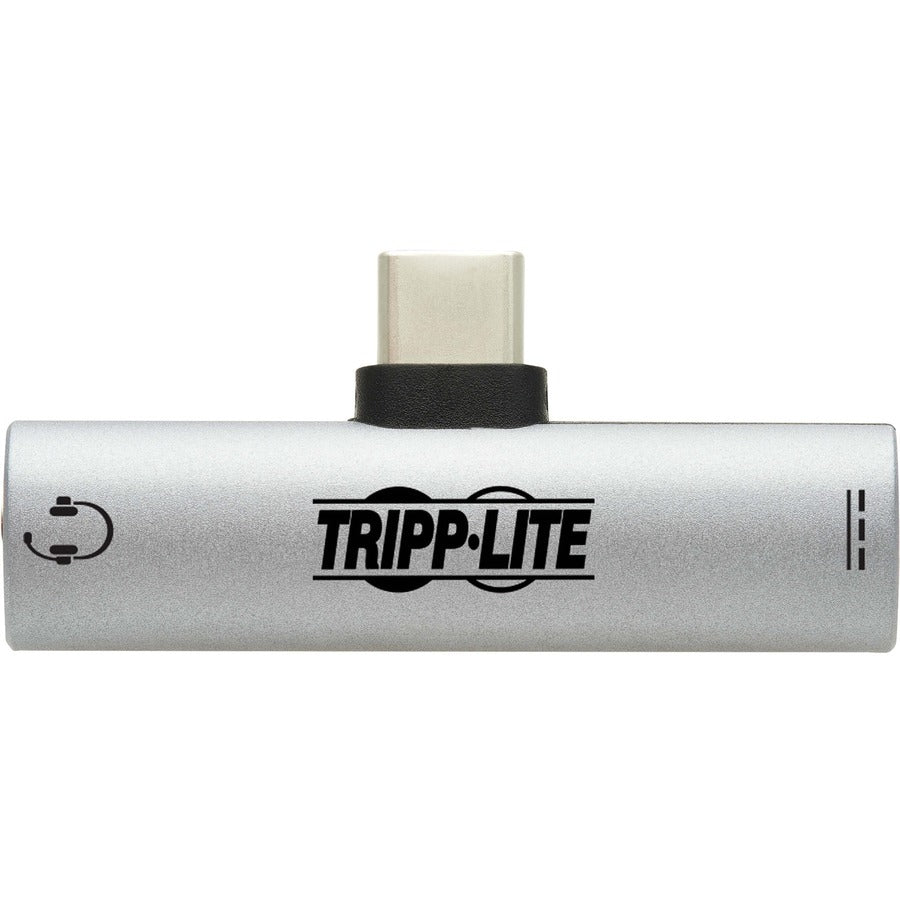 Tripp Lite Usb-C To 3.5 Mm Headphone Jack Adapter For Hi-Res Stereo Audio - Pd 3.0 And Qc 2.0 Charging, Silver
