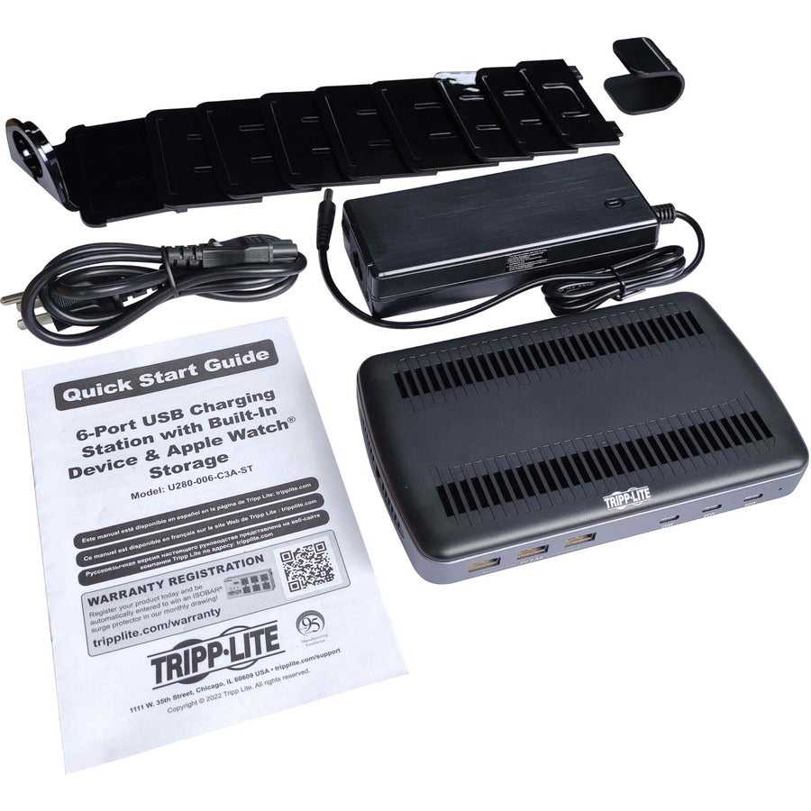 Tripp Lite by Eaton 120W Multi-Device Charging Station - 60W USB-C, 2x 20W USB-C, and 3x USB-A Ports for Smartphone, Tablet and Apple Watch with Storage U280-006-C3A-ST