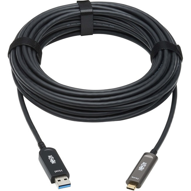 Tripp Lite by Eaton USB-A to USB-C AOC Cable (M/M) - USB 3.2 Gen 2 (10Gbps) Plenum-Rated Fiber Active Optical - Data Only, Backward Compatible, Black, 15 m (49 ft.) U428F-15M-D321