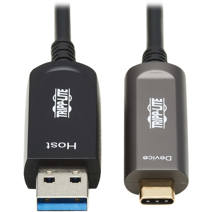 Tripp Lite by Eaton USB-A to USB-C AOC Cable (M/M) - USB 3.2 Gen 2 (10Gbps) Plenum-Rated Fiber Active Optical - Data Only, Black, 15 m (49 ft.) U428F-15M-D3