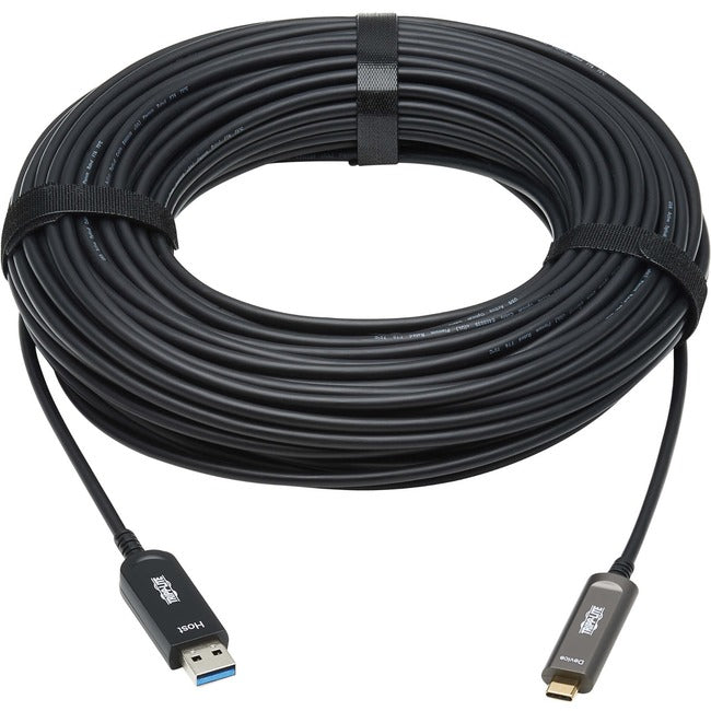 Tripp Lite by Eaton USB-A to USB-C AOC Cable (M/M) - USB 3.2 Gen 2 (10Gbps) Plenum-Rated Fiber Active Optical - Data Only, Black, 30 m (98 ft.) U428F-30M-D3