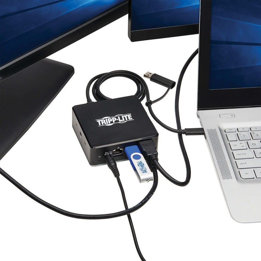 Tripp Lite by Eaton USB-C Dock, Dual Display - Dual HDMI, USB 3.x (5Gbps) Hub, GbE, 3.5 mm, 85W PD Charging, EU/UK Power Adapters U442-DOCK20BINT