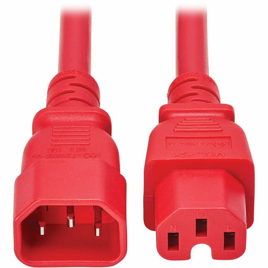 Tripp Lite series Power Cord C14 to C15 - Heavy-Duty 15A 250V 14 AWG 10 ft. (3.1 m) Red -