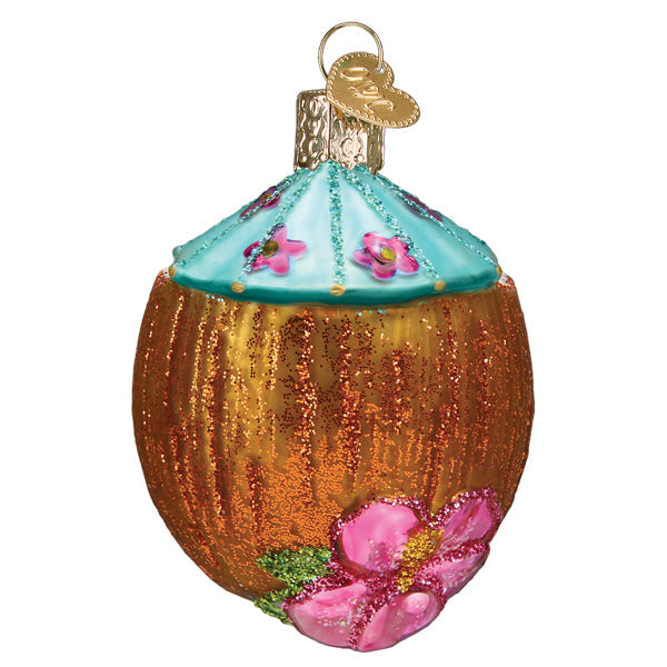 Tropical Coconut Drink Glass Ornament