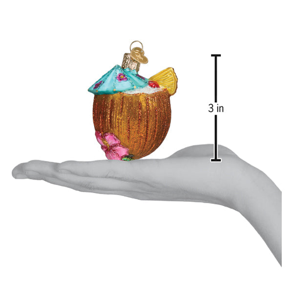 Tropical Coconut Drink Glass Ornament