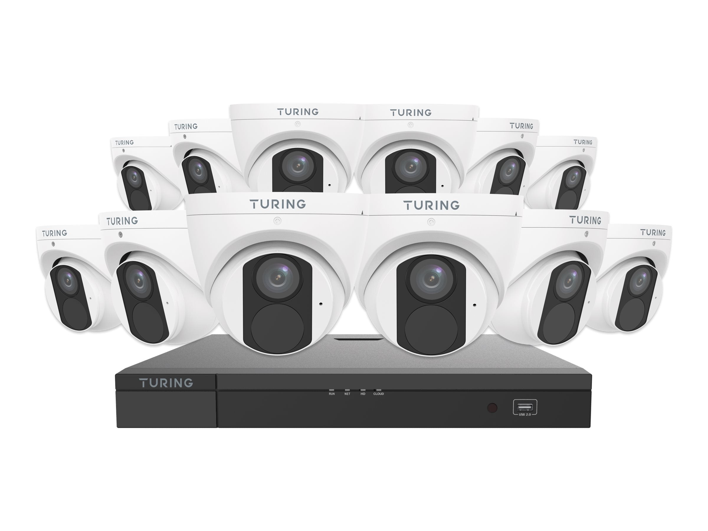 Turing LITE - NVR + camera(s) - PoE, AC powered - 16 channels - 1 x 4 TB - 12 camera(s) - CMOS TLKCT4F4