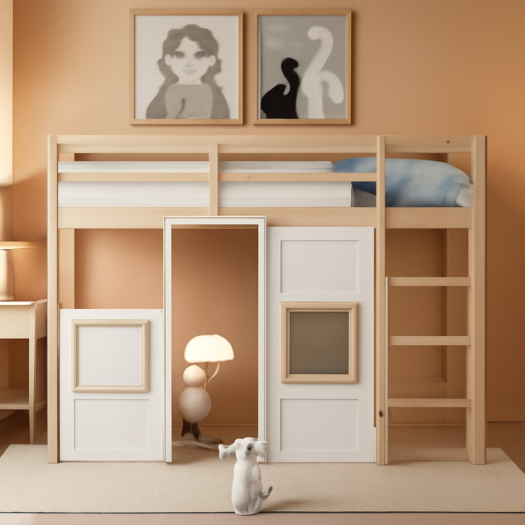 Twin Loft Bed With Built In Wardrobe And 2 Windows