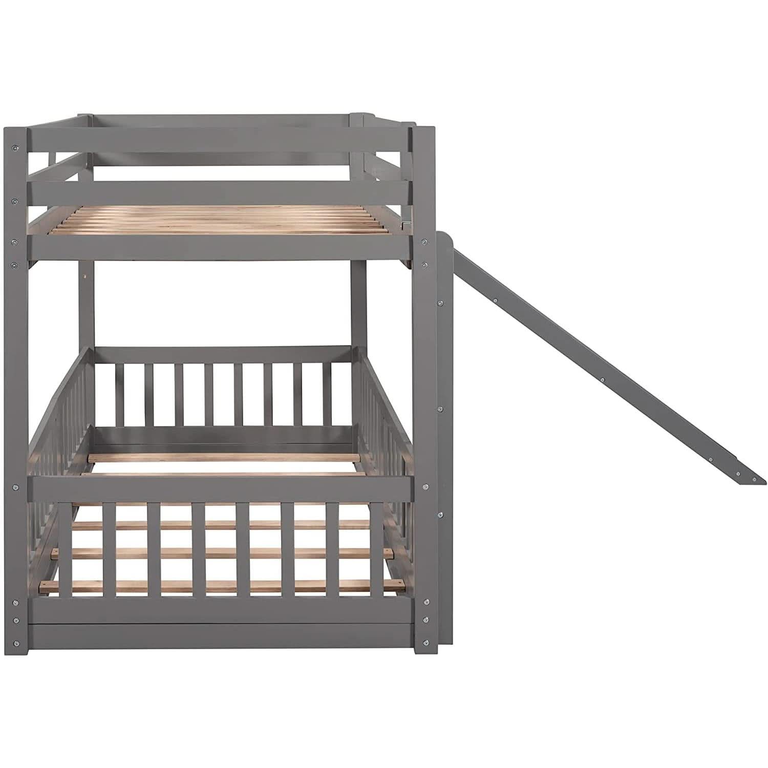 Twin Metal Bunk Bed Frame Black With Convertible Ladder