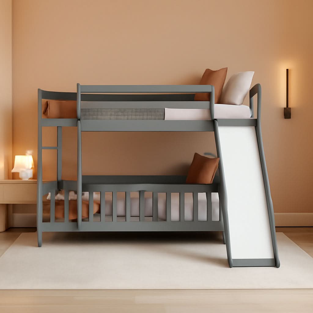 Twin Metal Bunk Bed Frame Black With Convertible Ladder