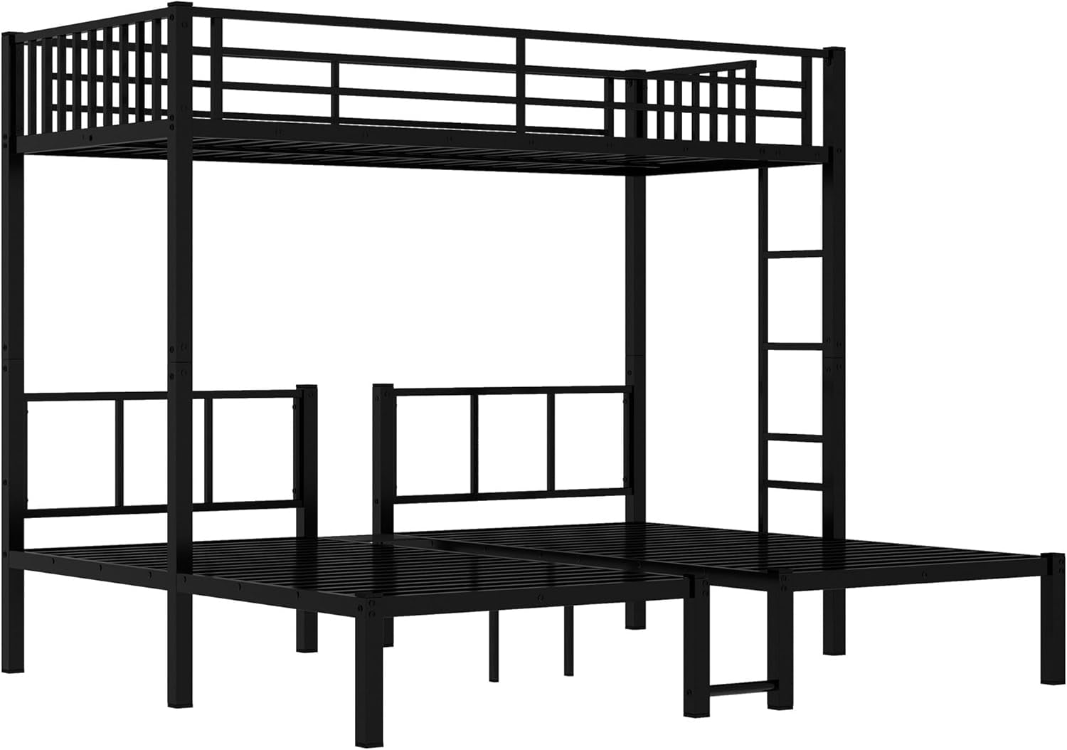 Twin Over Twin Over Twin Bunk Bed For 3 Kids Black