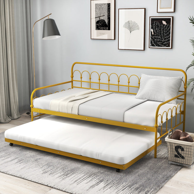 Twin Size Golden Daybed With Trundle And Lockable Wheels