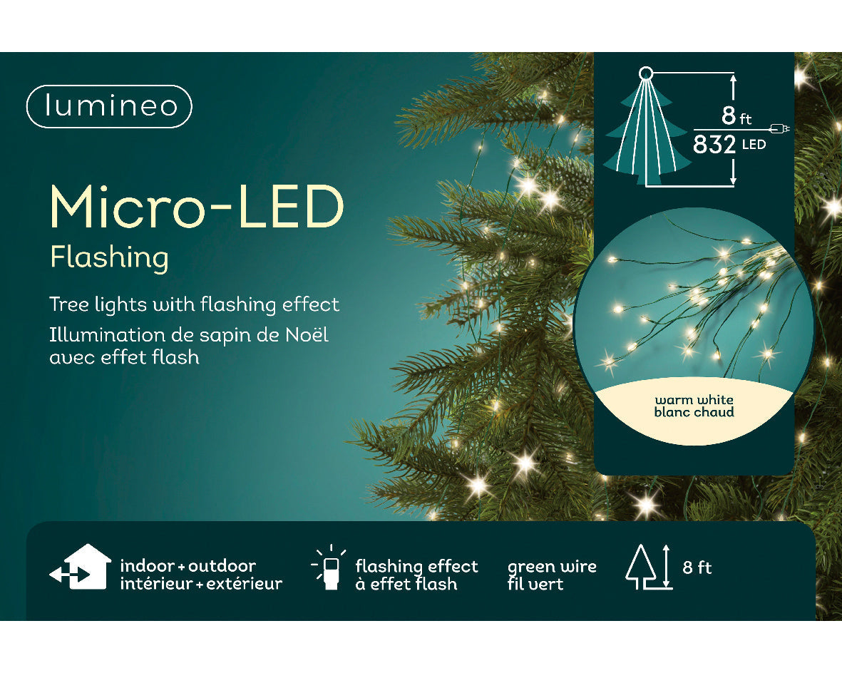 Twinkling Dreams Micro-LED Tree String Lights - Warm White - Green Wire
