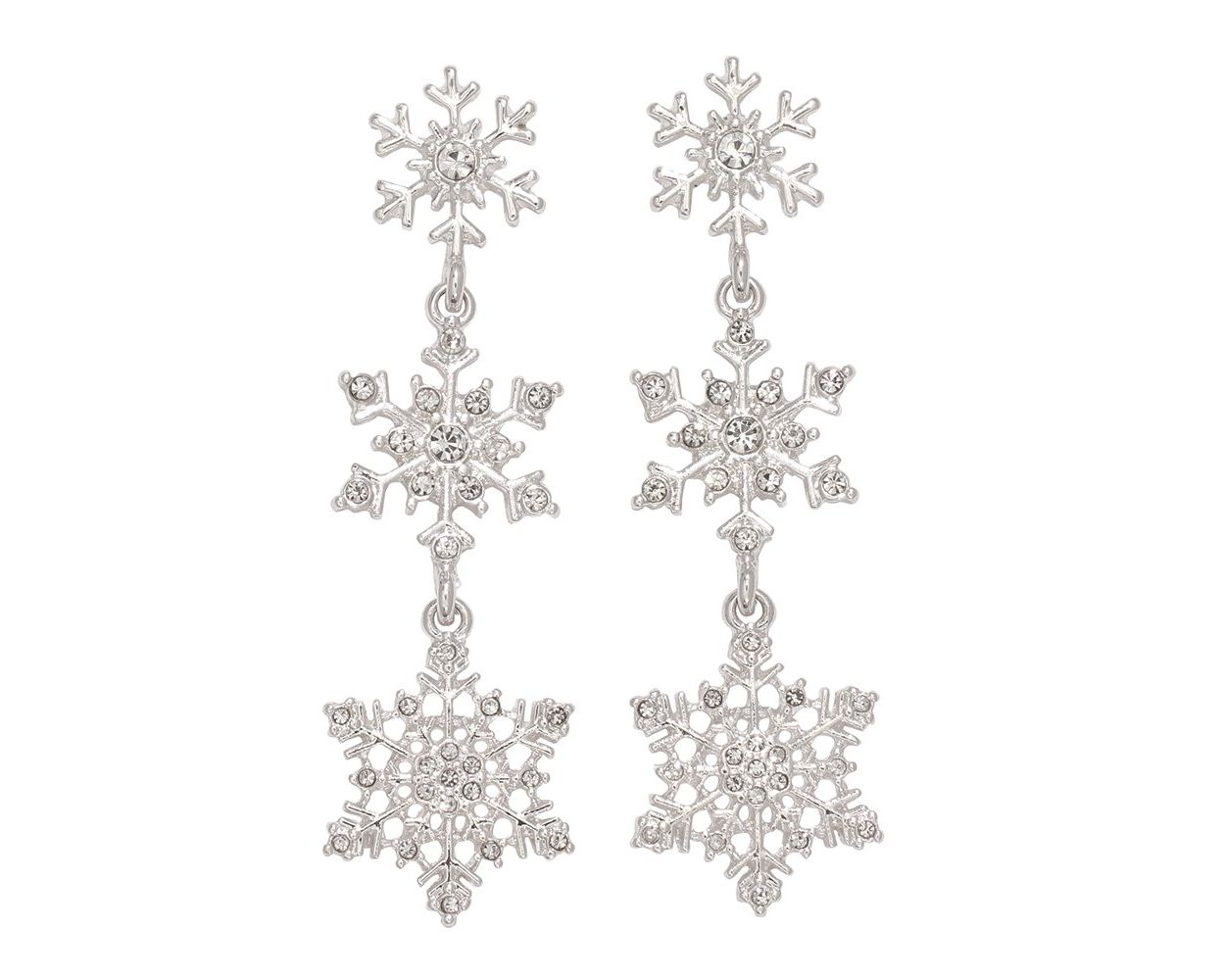 Twinkling Silver Snowflake Drop Earrings