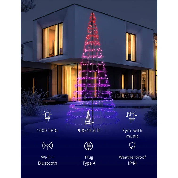 Twinkly 1000-Light RGB LED Light Pole Tree (Generation II)