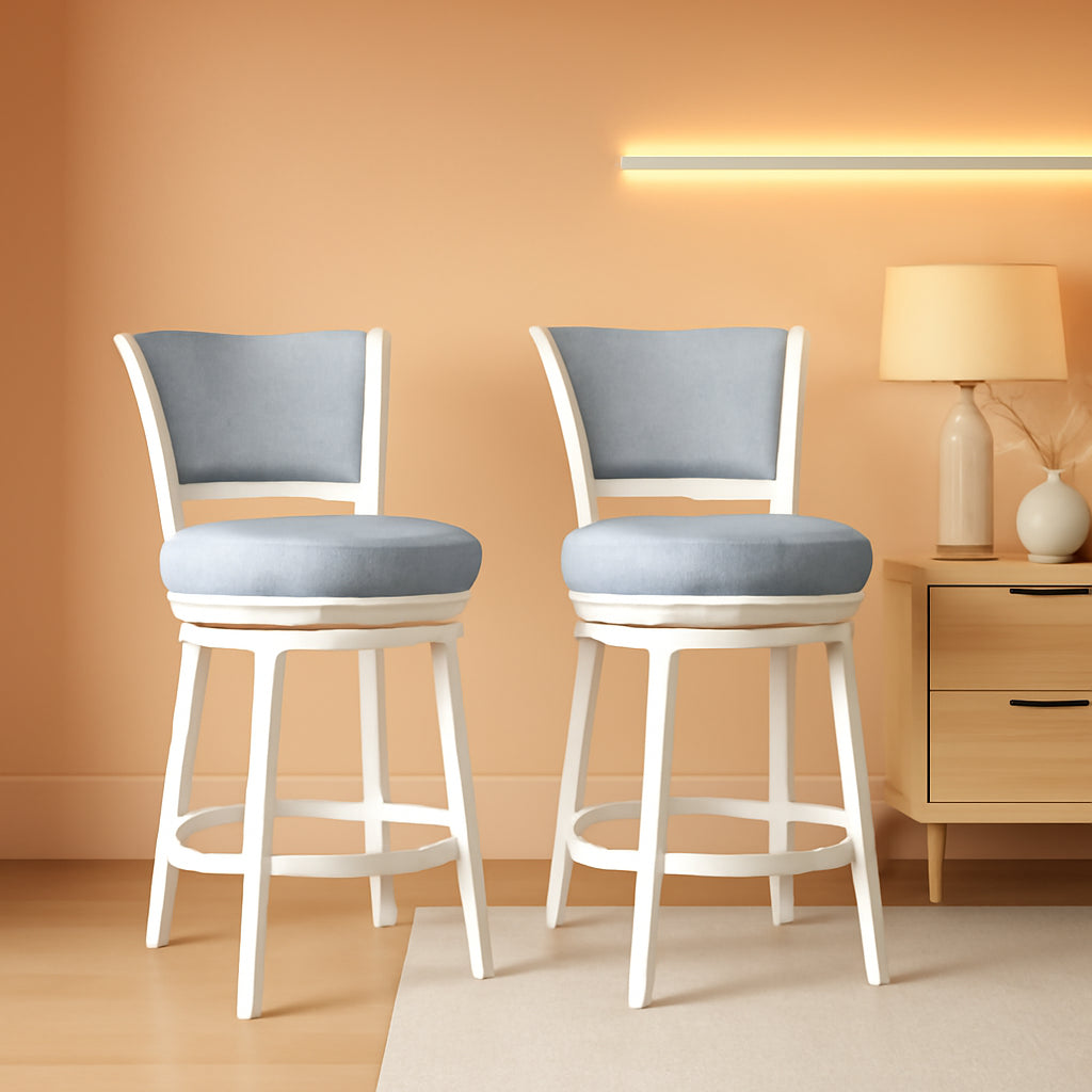 Two 25 Inch Metal Counter Height Bar Stools With Swivel
