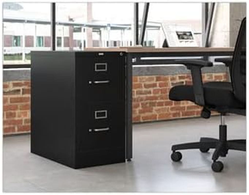 Two Drawer Office Filing Cabinet 310 Series Full Suspension Letter File Cabinet 26.5 Inch Depth Black