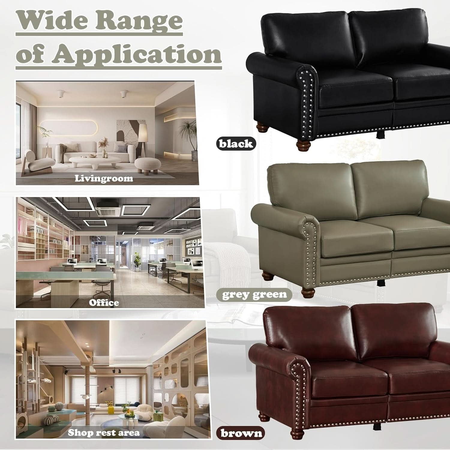 Two Piece Upholstered PU Leather Sofa Set With Hidden Storage Red Brown Mid Century Modern Living Room Furniture