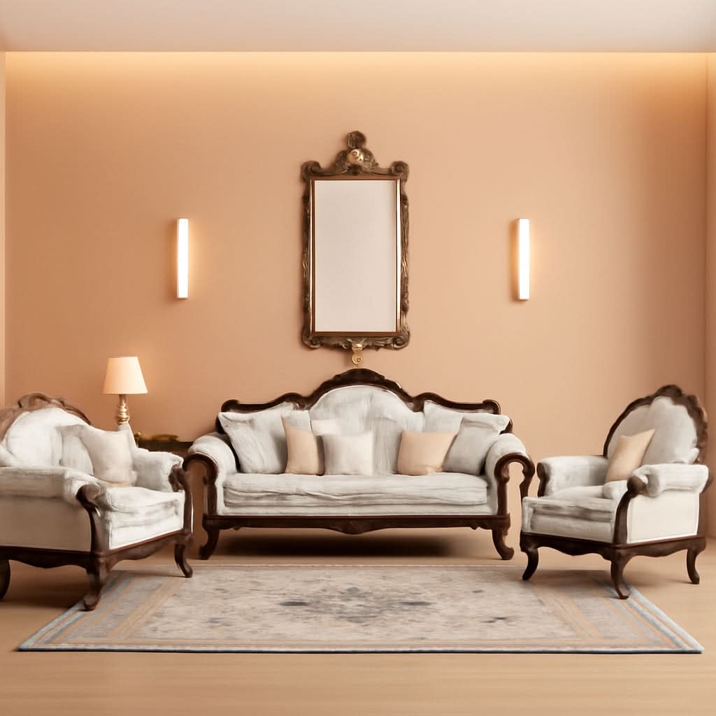 Two-Piece White Button Tufted Living Room Set Modern Style