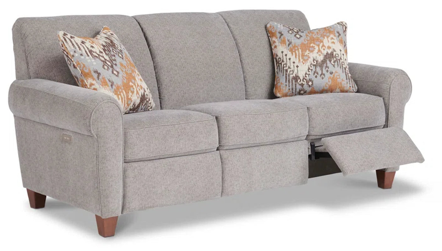 Two Seat Power Reclining Sofa With USB Ports Scalloped Back