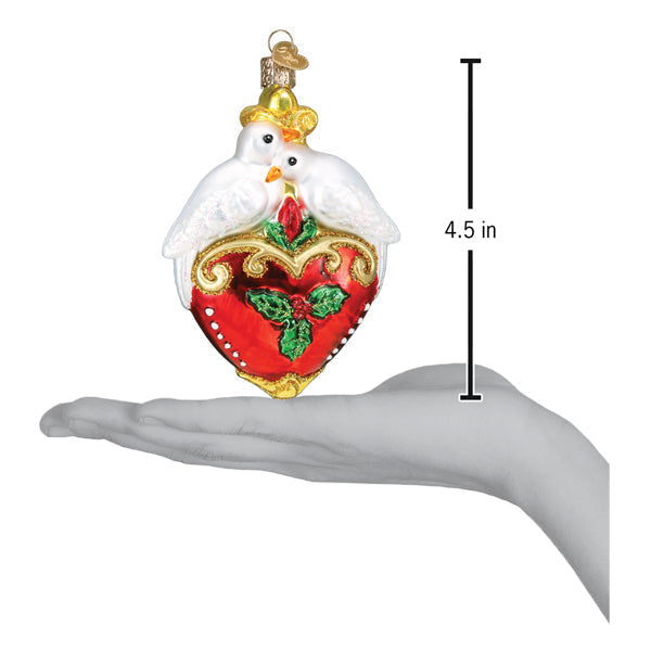 Two Turtle Doves Glass Ornament