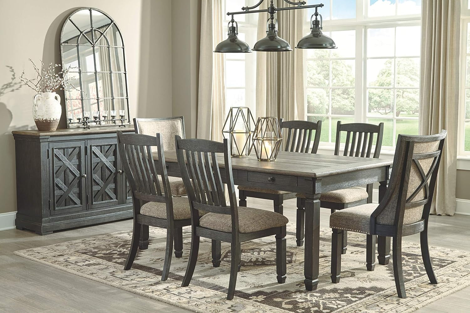 Tyler Creek Urban Farmhouse Upholstered Dining Chair Set Of Two Almost Black