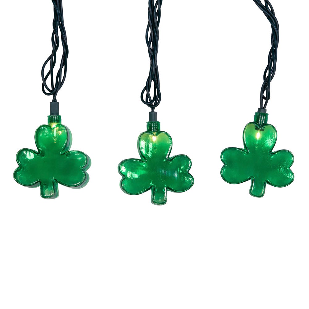 UL 10-Light Shamrock Light Set With Green Wire