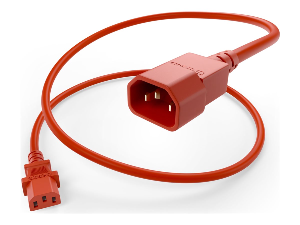 UNC Group - Power cable - power IEC 60320 C13 to IEC 60320 C14 P-Lock - 250 V - 15 A - 7 ft - red PWCD-C13C14-15A-07F-RED-P