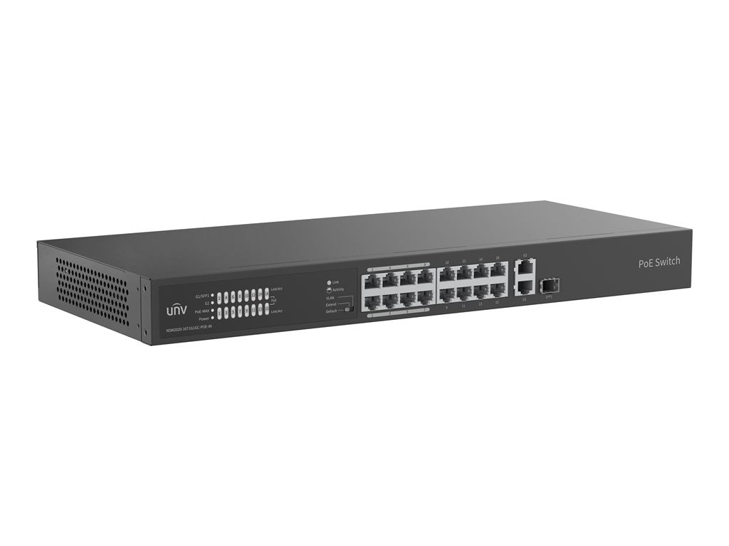 UNV - Switch - 16 x 10/100 (PoE) + 2 x 10/100/1000 - desktop - PoE+ (250 W) NSW2020-16T1GT1GC-POE-IN