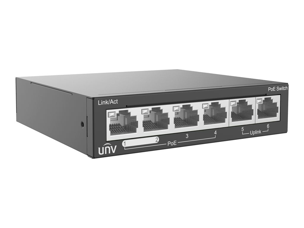 UNV - Switch - 4 x 10/100 (PoE+) + 2 x 10/100 - desktop - PoE+ (60 W) NSW2020-6T-POE-IN