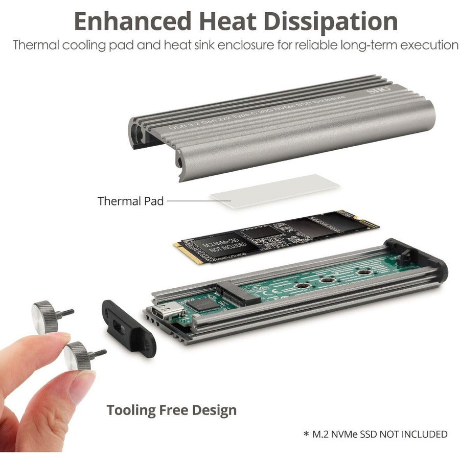 USB 3.2 Gen 2x2 Type-C M.2 PCIe NVMe SSD Enclosure JU-SA0X11-S1