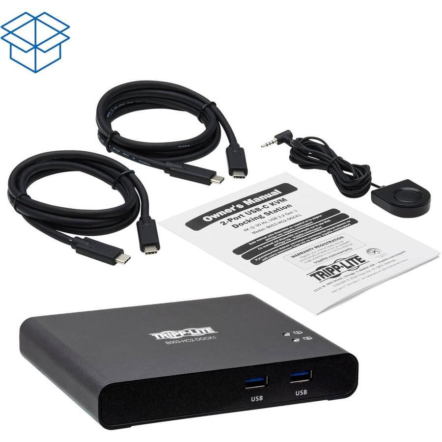 USB-C KVM Switch 2-Port 4K HDMI - Docking Station with 85W PD Charging | Tripp Lite B003-HC2-DOCK1