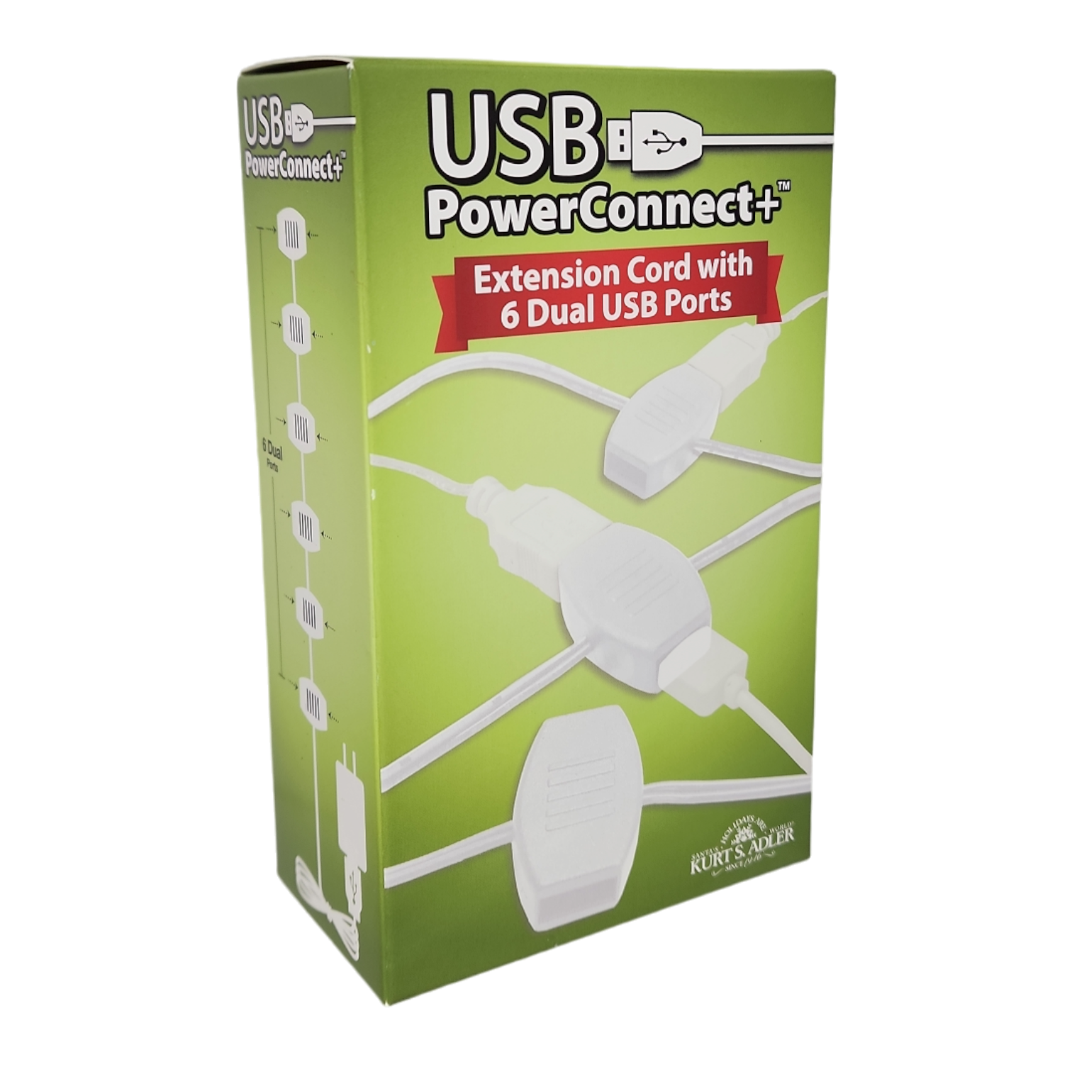 USB Power Extension Cord+ With White Wire and 12 Ports