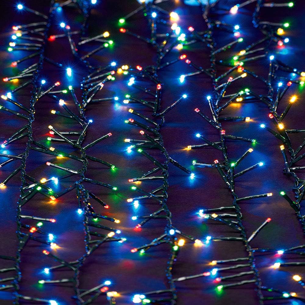 USB powered 750 Superbright LED (63 foot) Green Wire Multifunction Lights with Timer - Multicolor