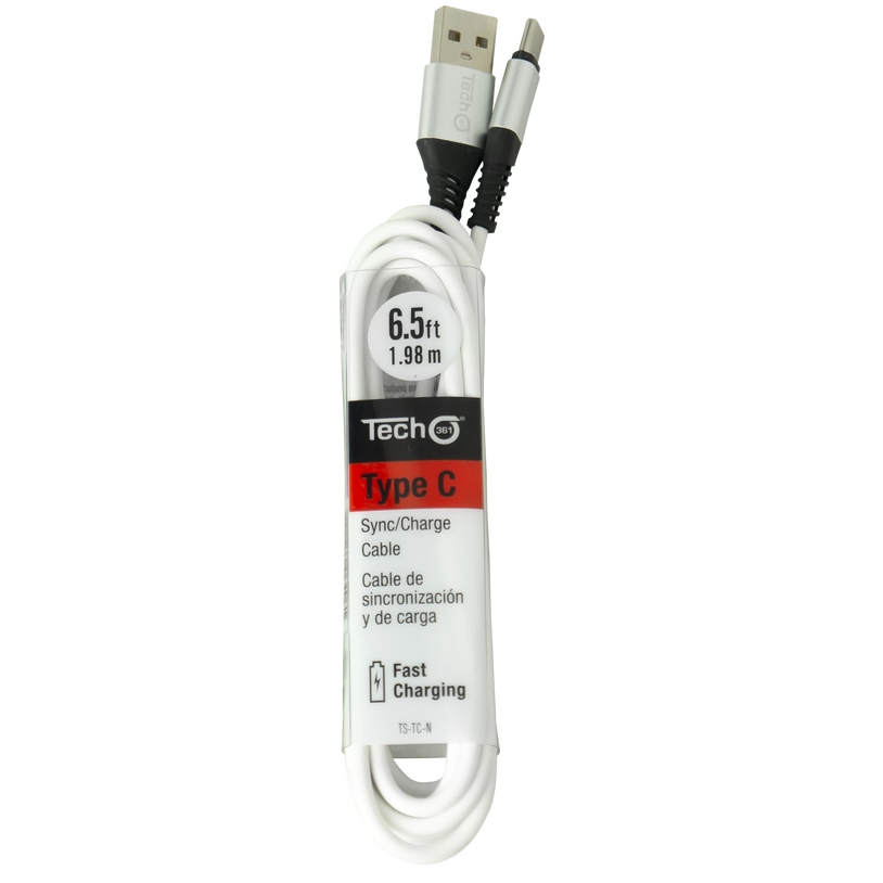 USB type C 6.5 foot Sync/Charge Cable - White