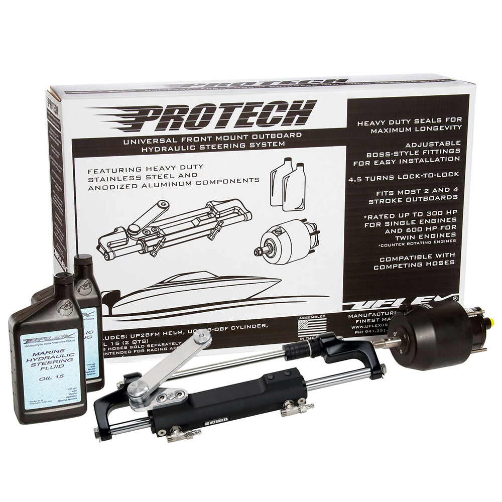 Uflex PROTECH 1.1 Front Mount OB Hydraulic System - Includes UP28 FM Helm, Oil &amp;