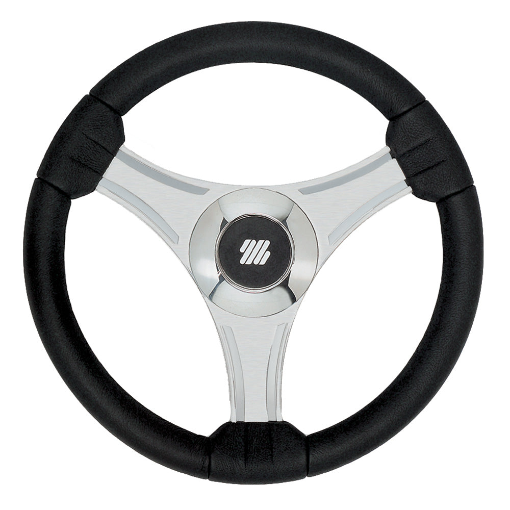 Uflex - Tavolara - 13.8" Black Polyurethane Steering Wheel w/Silver Spokes &amp; X62 Hub