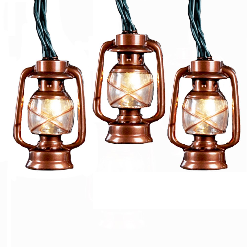 Ul 10-Light Brass Lantern Light Set