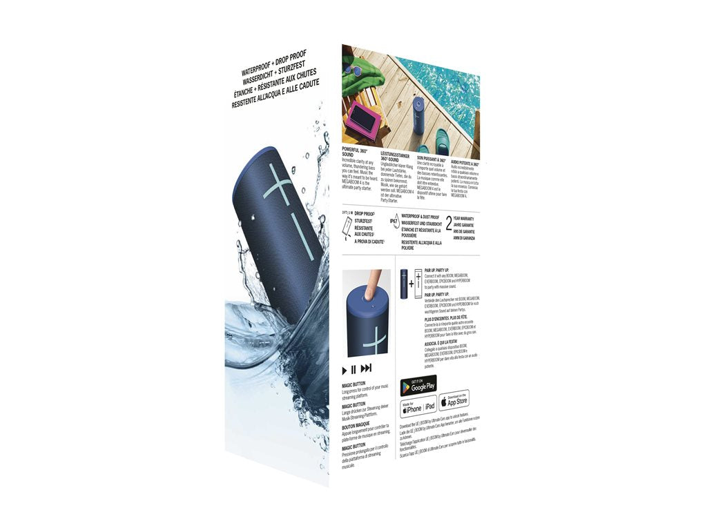 Ultimate Ears MEGABOOM 4 - Speaker - for portable use - wireless - Bluetooth - App-controlled - cobalt blue 984-001989