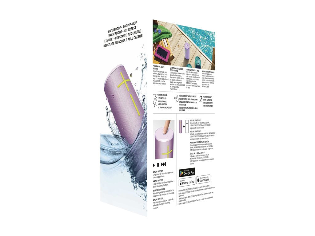 Ultimate Ears MEGABOOM 4 - Speaker - for portable use - wireless - Bluetooth - App-controlled - enchanting lilac 984-001999