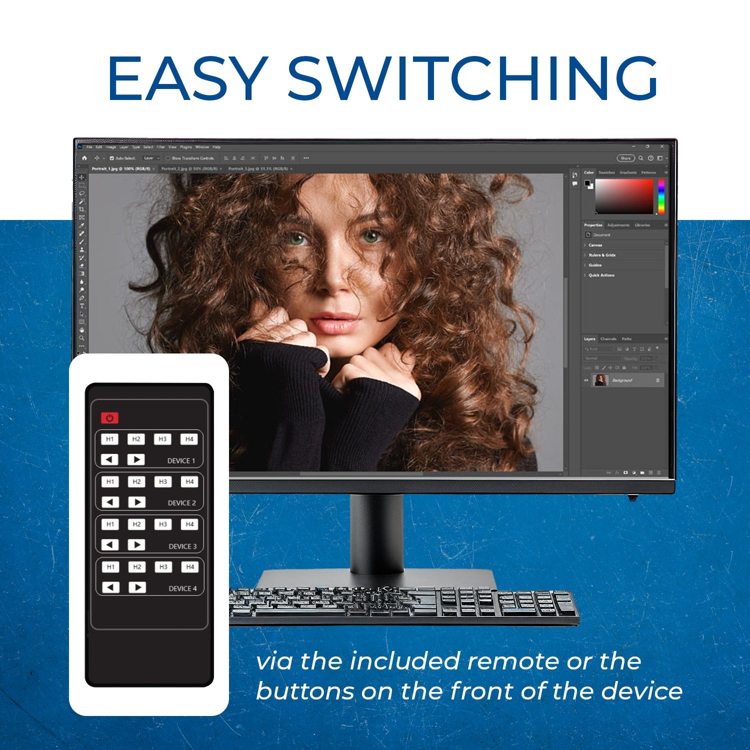 Ultra HD 4K KVM Switch Keyboard & USB Peripheral Control(UKM-404)