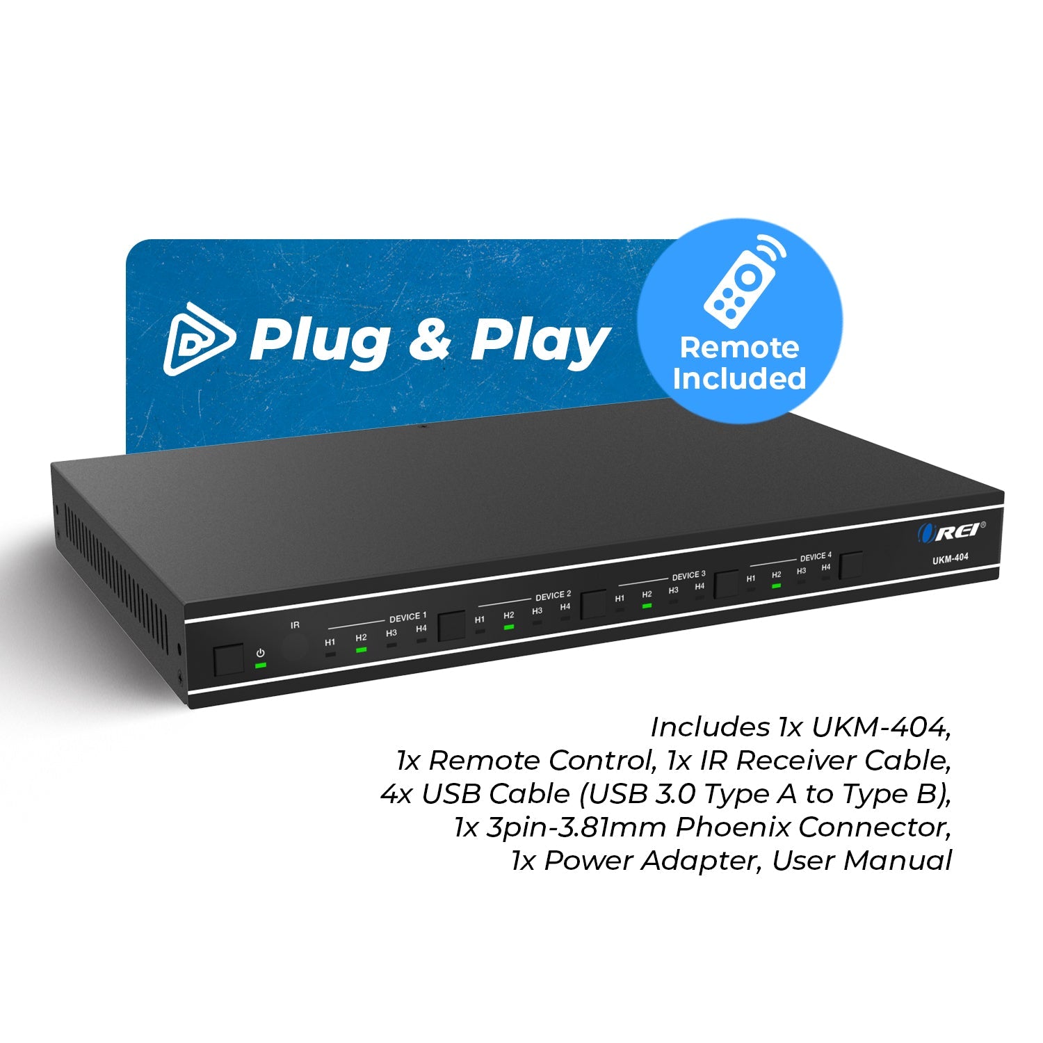 Ultra HD 4K KVM Switch Keyboard & USB Peripheral Control(UKM-404)