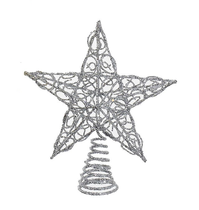 Un-Lit Miniature Silver Metal Star Treetop