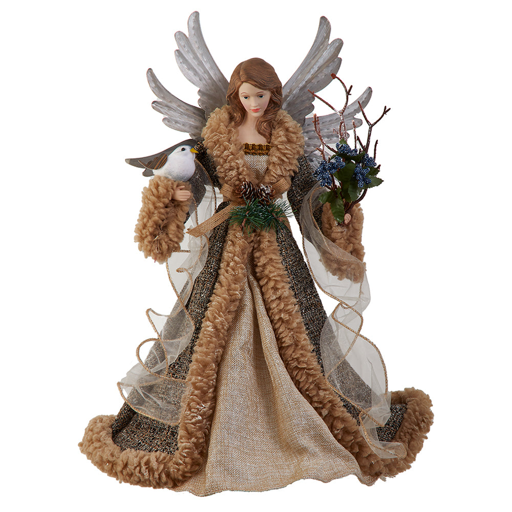 Un-Lit Rustic Glam Angel Treetop - 16 inch