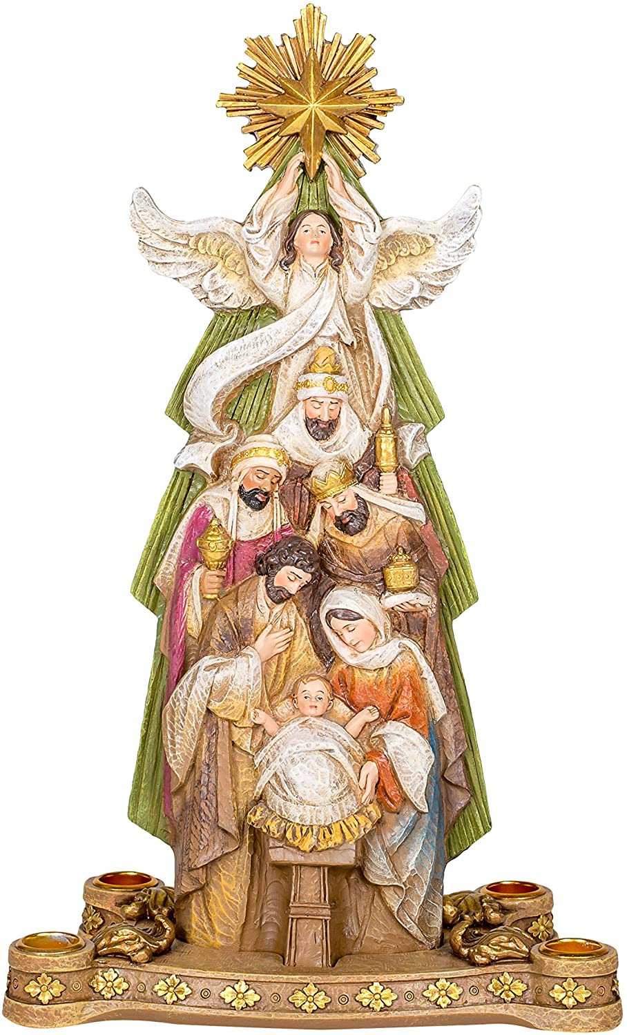 Under Star Holy Family 16 Inch Resin Stone Advent Candle Holder